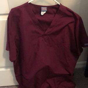 Cherokee Workwear Maroon (Wine) XL Scrub Top and L Scrub Pants